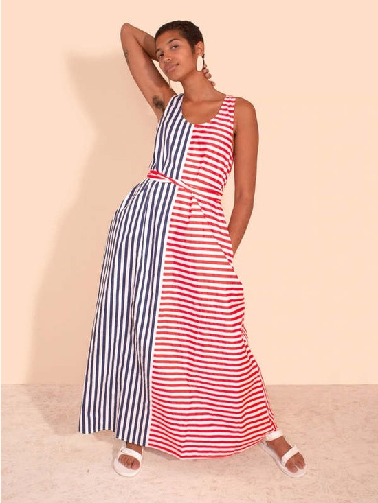L.F. Markey Dresses & Skirts - L.F. Markey Striped Sleeveless Maxi Dress in Red, Navy & Yellow